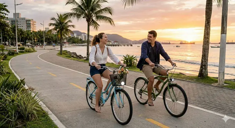 Casal passeando de bicicleta